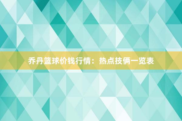 乔丹篮球价钱行情：热点技俩一览表